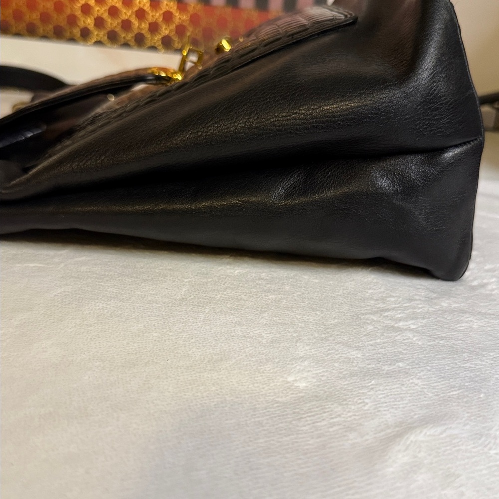 Vintage Bally Croc-Embossed Leather Crossbody Bag Gold Push-Lock Italy Classic - Picture 7 of 16